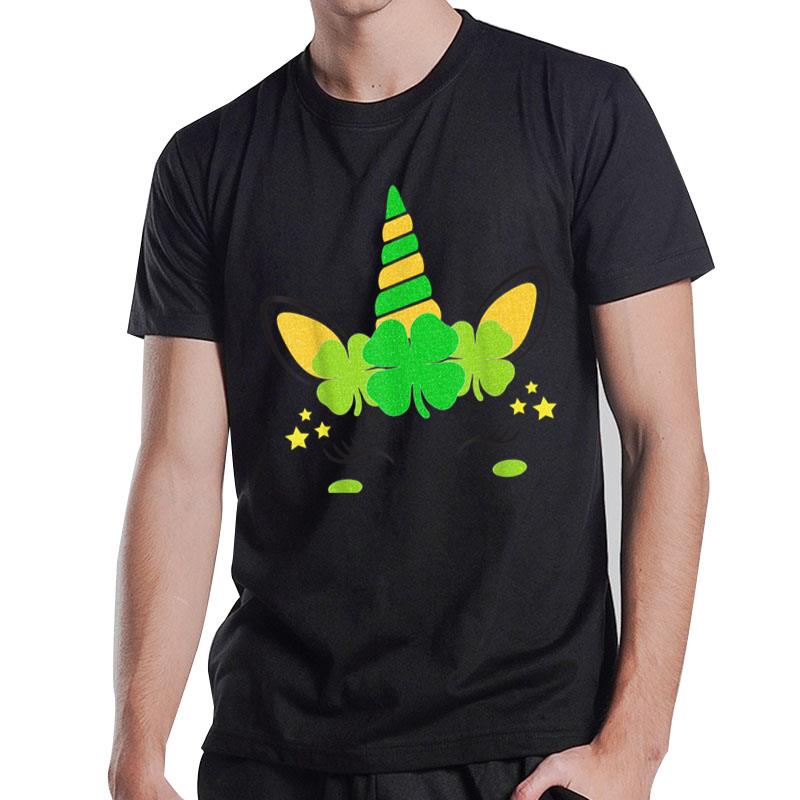 Unicorn Face St Patricks Day Irish Shamrock  Women T-Shirt