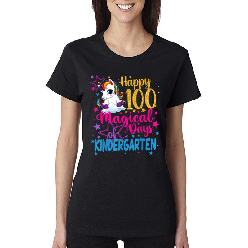 Unicorn Happy 100 Magical Days Of Kinder Women T-Shirt