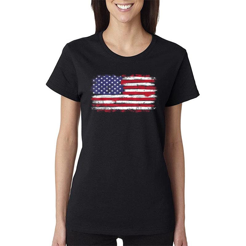 Us Flag Vintage For American Independence Day On 4Th Of July Women T-Shirt