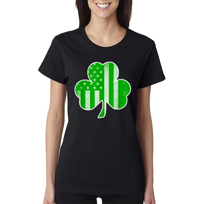 Usa Flag Shamrock Green Clover Boy Girl Women T-Shirt