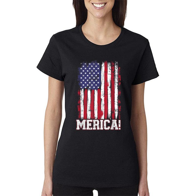 Usa Merica Flag For Patriotic Independence Day 4Th Of July Women T-Shirt