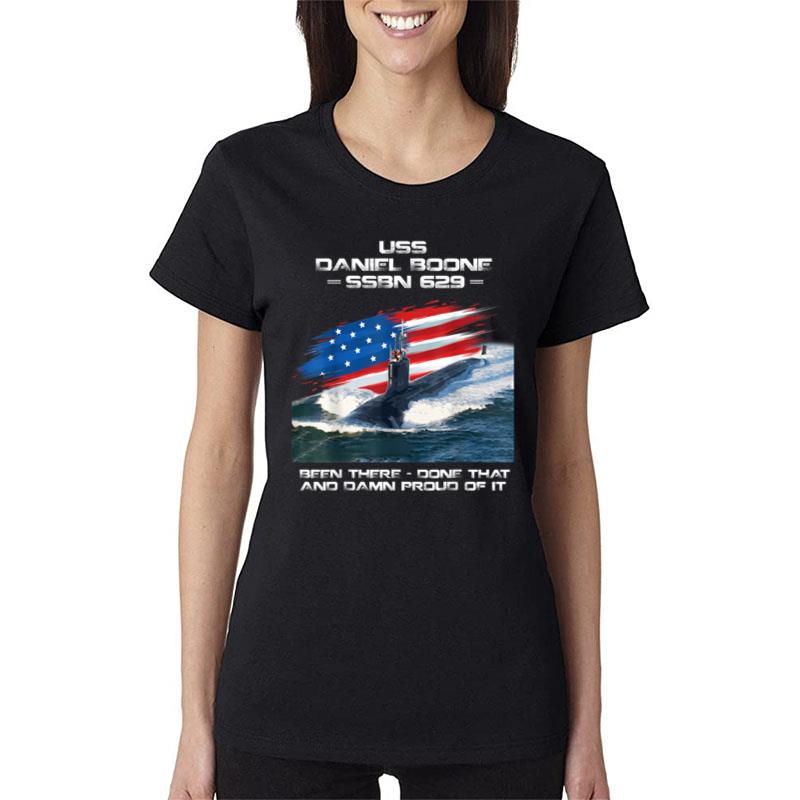 Uss Daniel Boone Ssbn629 American Flag Submarine Veteran Women T-Shirt