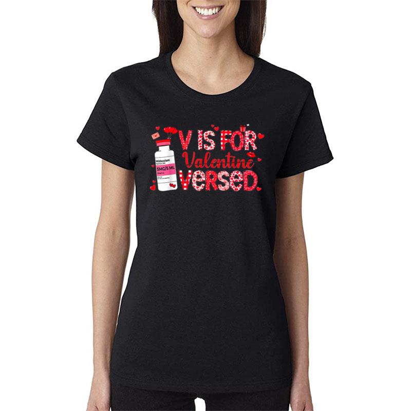 V Is For Versed Leopard Valentine'S Day Matching Men Women Women T-Shirt