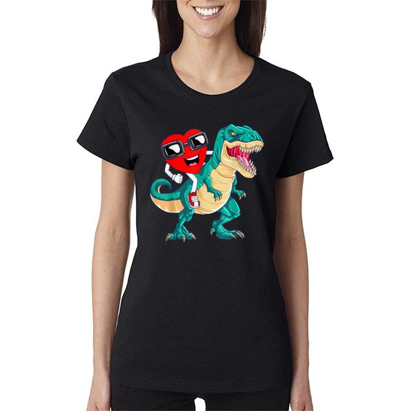 Valentine Day Trex Dinosaur I Steal Hearts Women T-Shirt