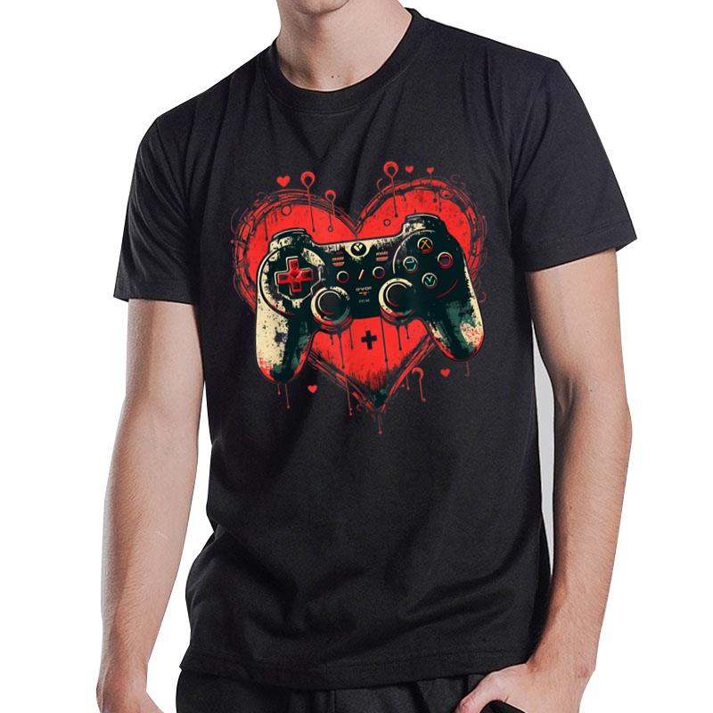 Valentines Day Gamer Heart Video Games Men Women Toddler Tee T-Shirt