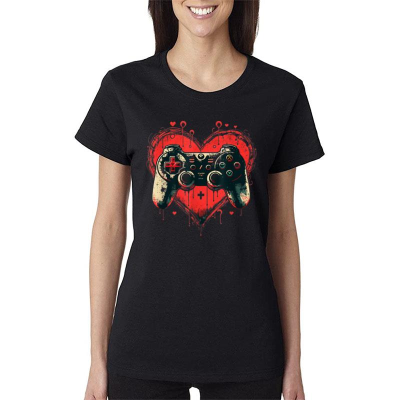 Valentines Day Gamer Heart Video Games Men Women Toddler Tee Women T-Shirt