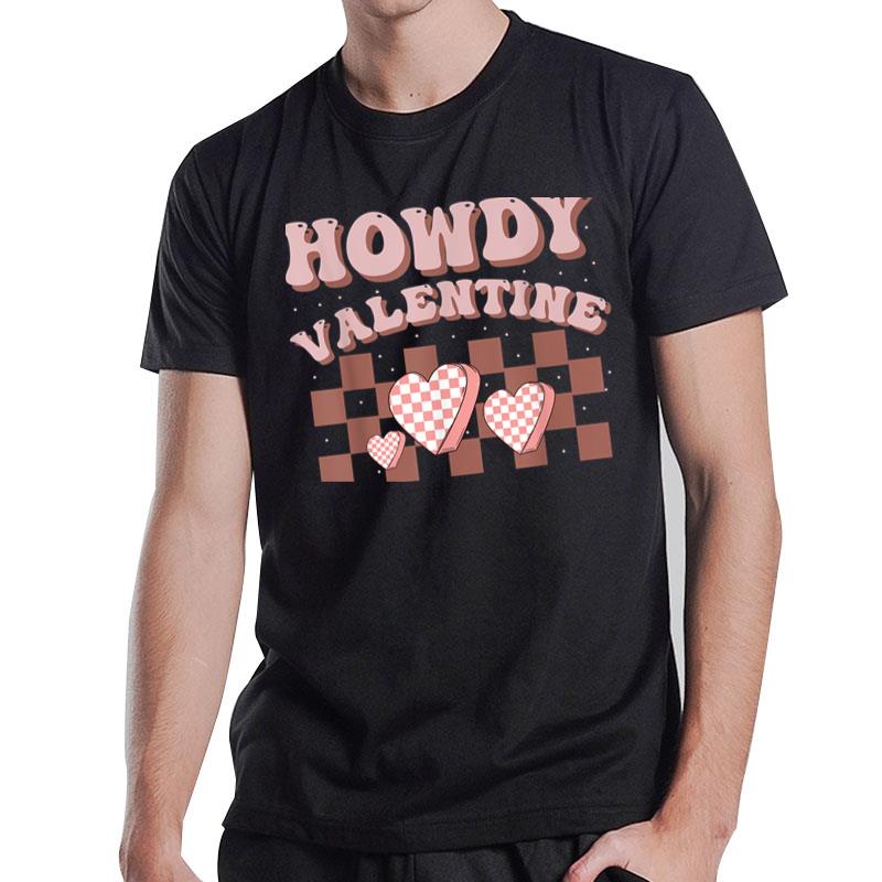 Valentines Day Heart Retro Groovy Howdy Valentine Leopard T-Shirt