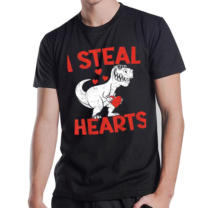 Valentines Day I Steal Hearts Love Trex Dino Toddler T-Shirt