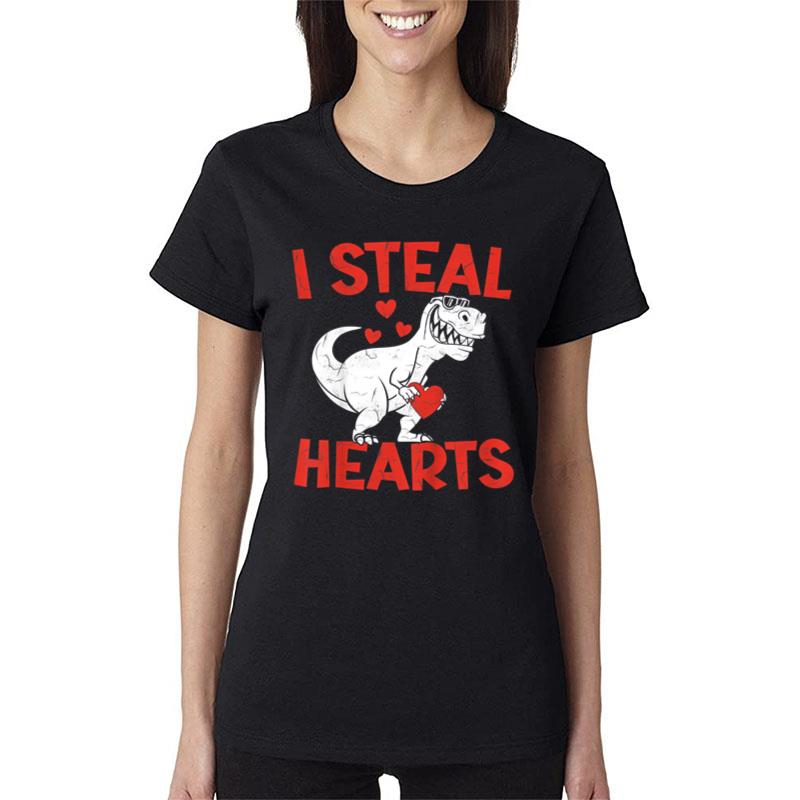 Valentines Day I Steal Hearts Love Trex Dino Toddler Women T-Shirt