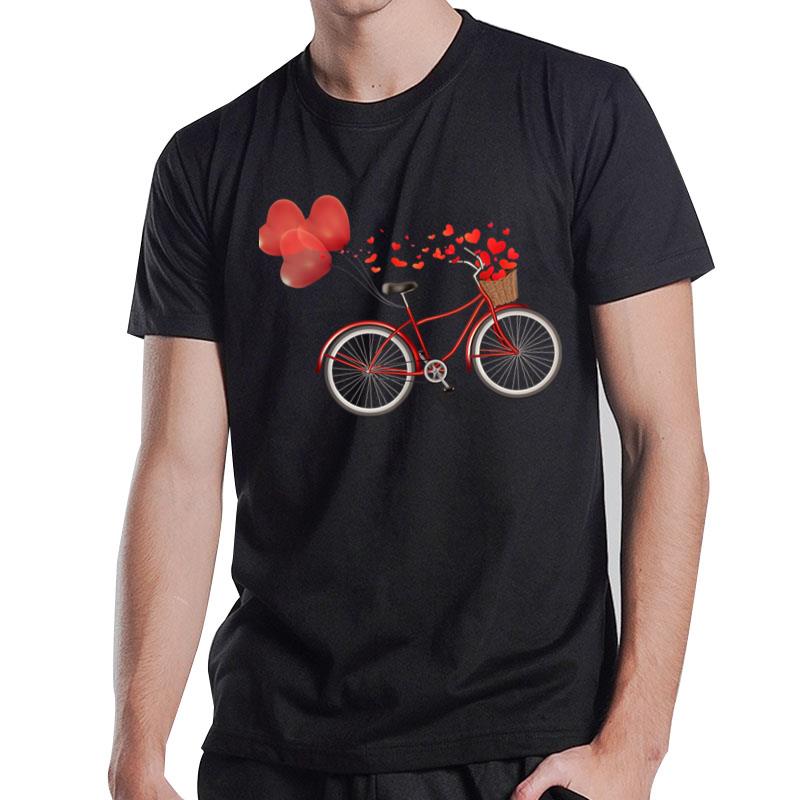 Valentine'S Day Design For Womens With Cute Balloon And Bike T-Shirt