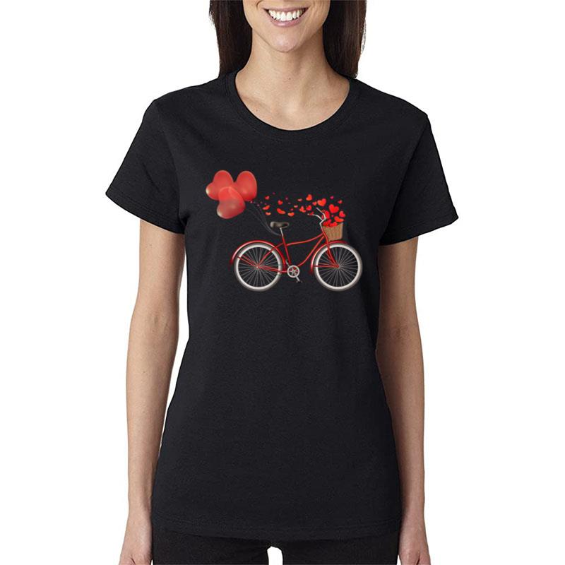 Valentine'S Day Design For Womens With Cute Balloon And Bike Women T-Shirt