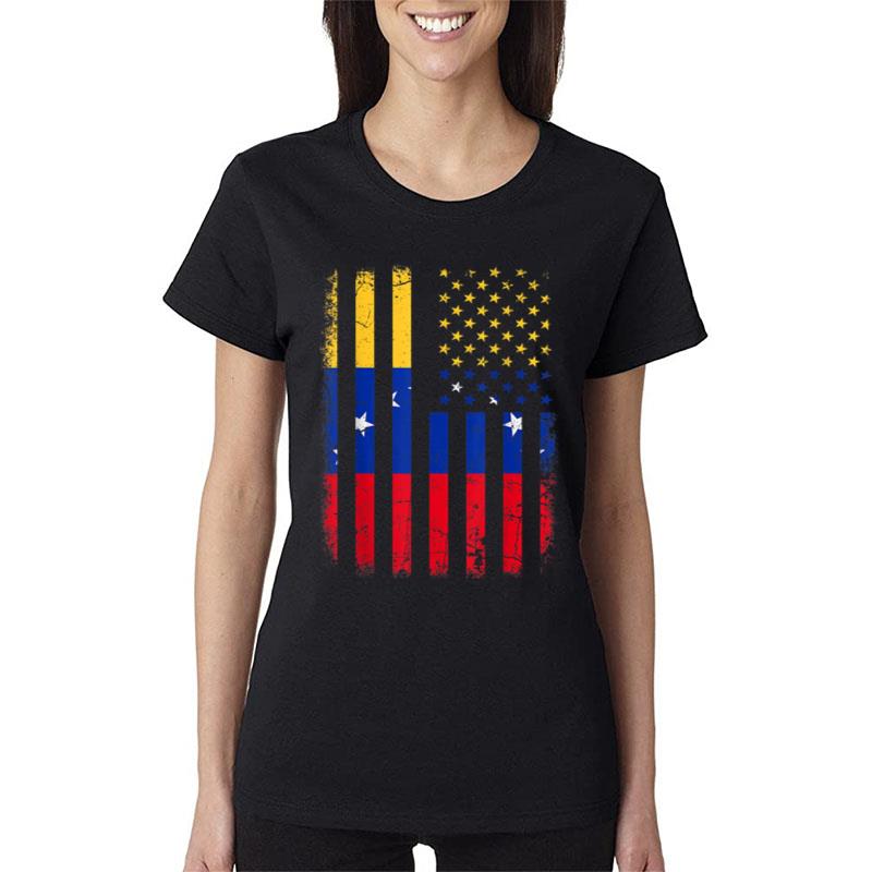 Venezuelan American Flag Venezuelan Roots Venezuela America Women T-Shirt
