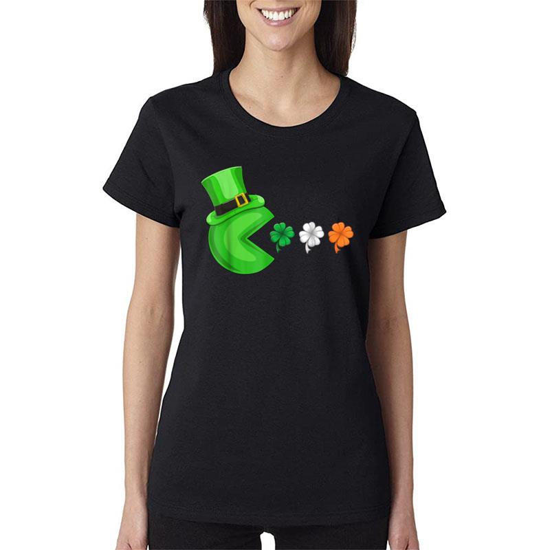 Video Game Shamrock Clovers St Patricks Day Lucky Gamer Women T-Shirt