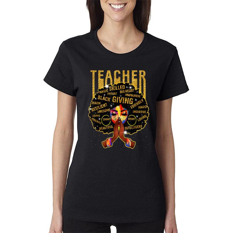 Vintage Afro Black History Month African American Teacher Women T-Shirt