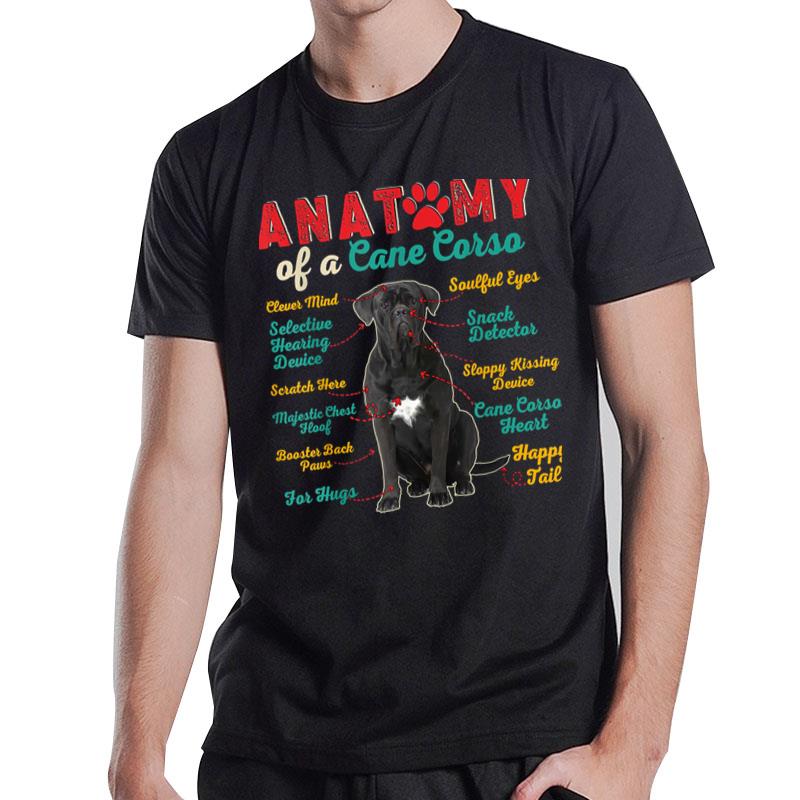 Vintage Anatomy Of A Cane Corso Funny Dog Owner Lover Family T-Shirt