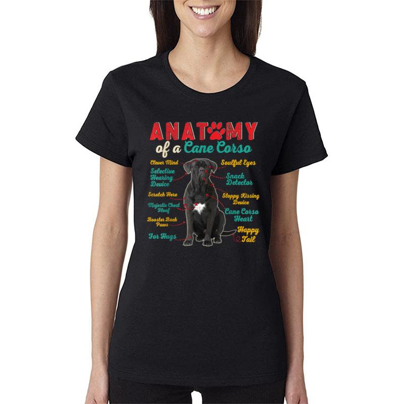 Vintage Anatomy Of A Cane Corso Funny Dog Owner Lover Family Women T-Shirt