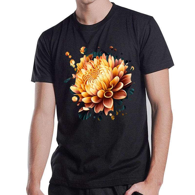 Vintage Chrysanthemum Inspired Flower Plant Lover Gardening T-Shirt