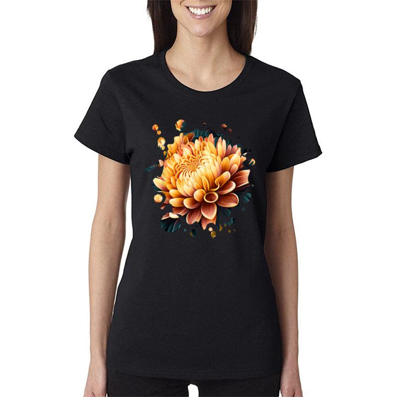 Vintage Chrysanthemum Inspired Flower Plant Lover Gardening Women T-Shirt