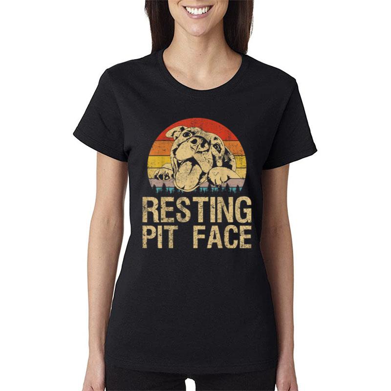 Vintage Pitbull Resting Pit Face - Funny Pitbull Lovers Women T-Shirt