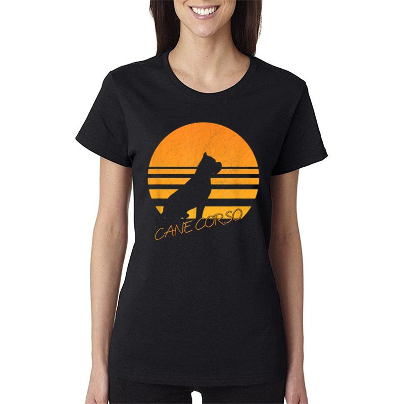 Vintage Retro Cane Corso Silhouette Sun Dog Lover Women T-Shirt