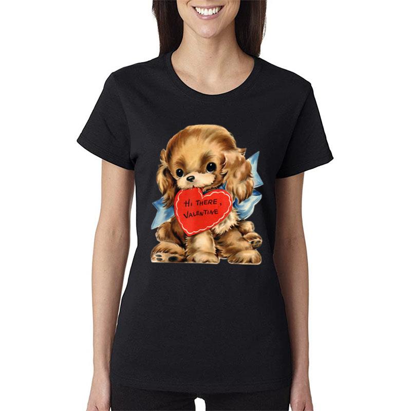 Vintage Retro Valentine'S Day Puppy Dog Valentine Women T-Shirt