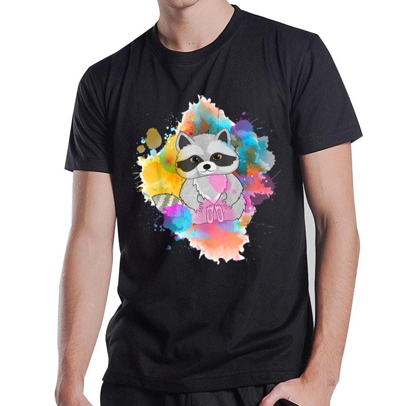 Watercolor Raccoon Cute Artistic Artsy Raccoon T-Shirt