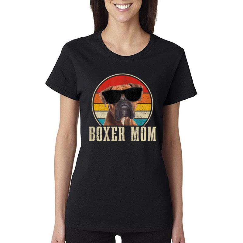 Womens Boxer Mom Vintage Funny Boxer Dog Owner Women T-Shirt