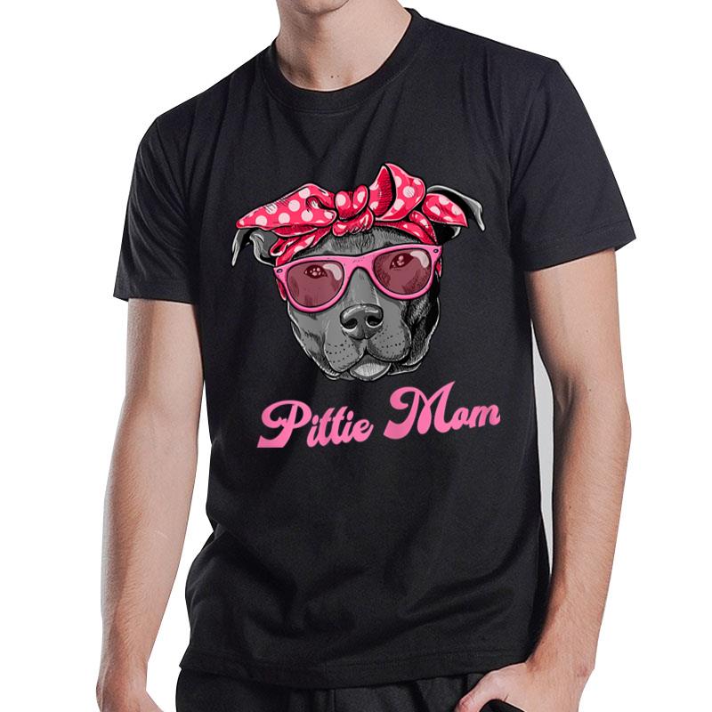 Womens Funny PITTIE MOM Women Cool Pitbull Dog Retro T-Shirt