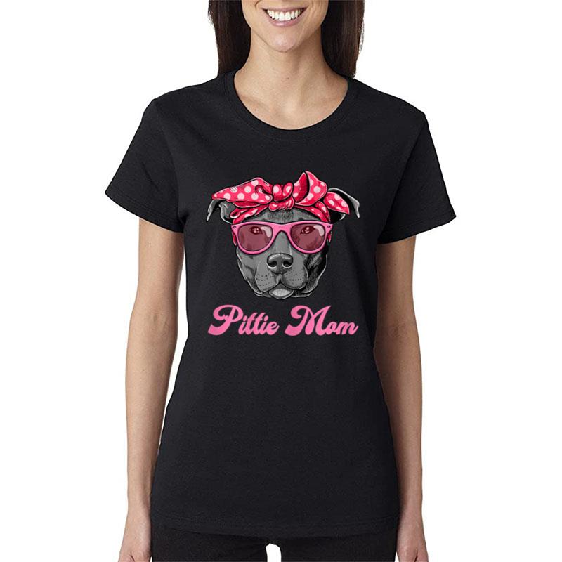 Womens Funny PITTIE MOM Women Cool Pitbull Dog Retro Women T-Shirt