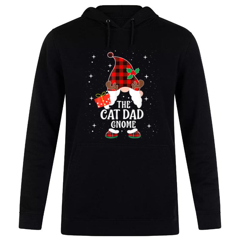 Cat Dad Gnome Buffalo Plaid Matching Family Christmas Pajama Hoodie