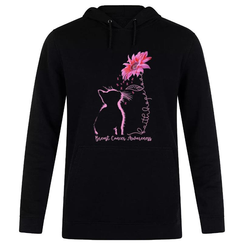 Cat Flower Dandelion Breast Cancer Awareness Hoodie