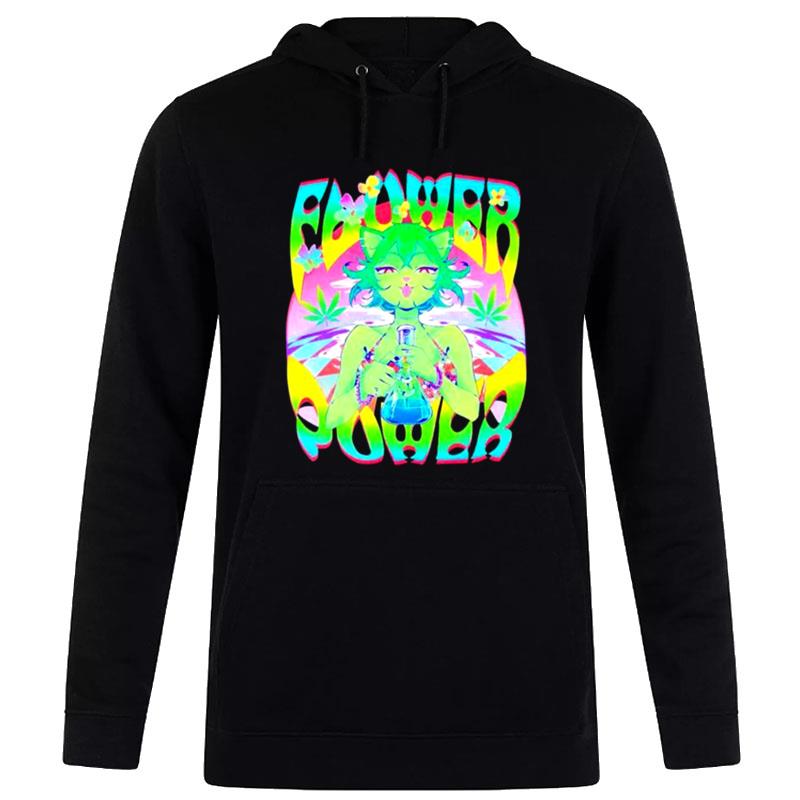 Cat Girl Smoking Weed Flower Power Hoodie