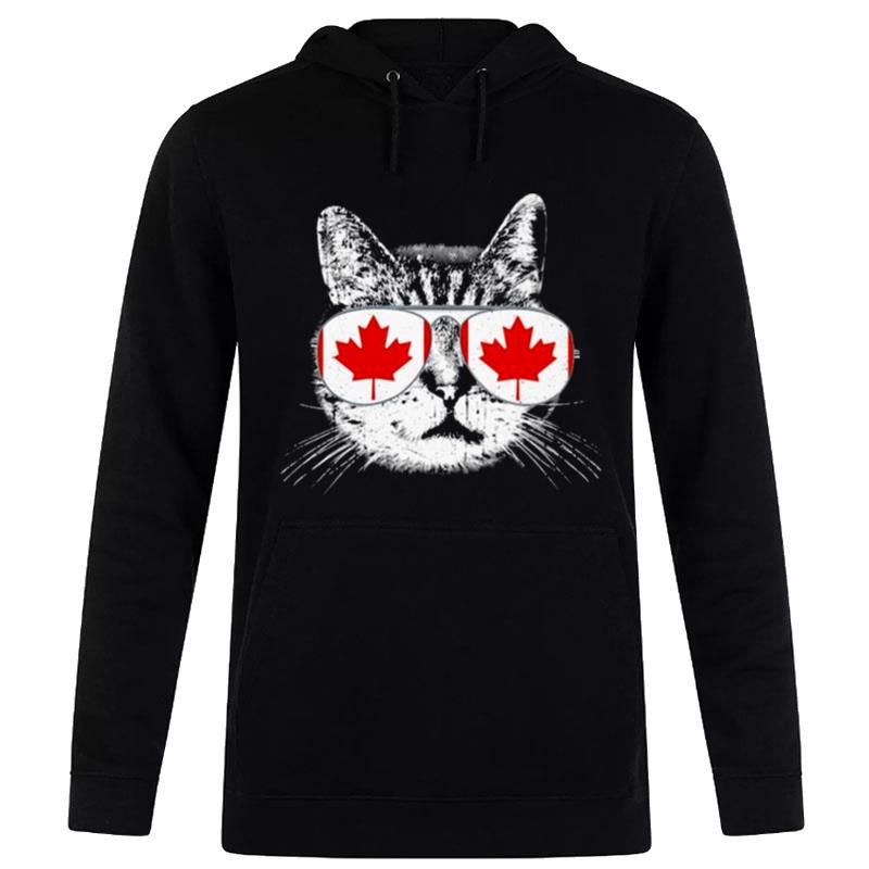 Cat Glasse Happy Canada Flag Hoodie