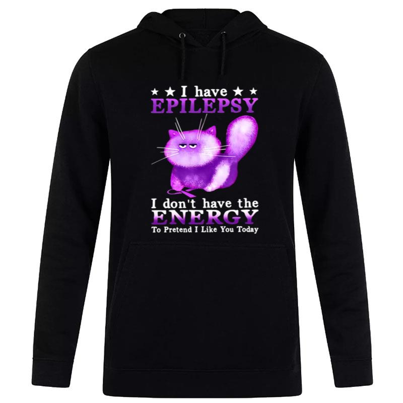 Cat I Have Epilepsy Awareness I Don't Have The Energy To Pretend I Like You Today Hoodie