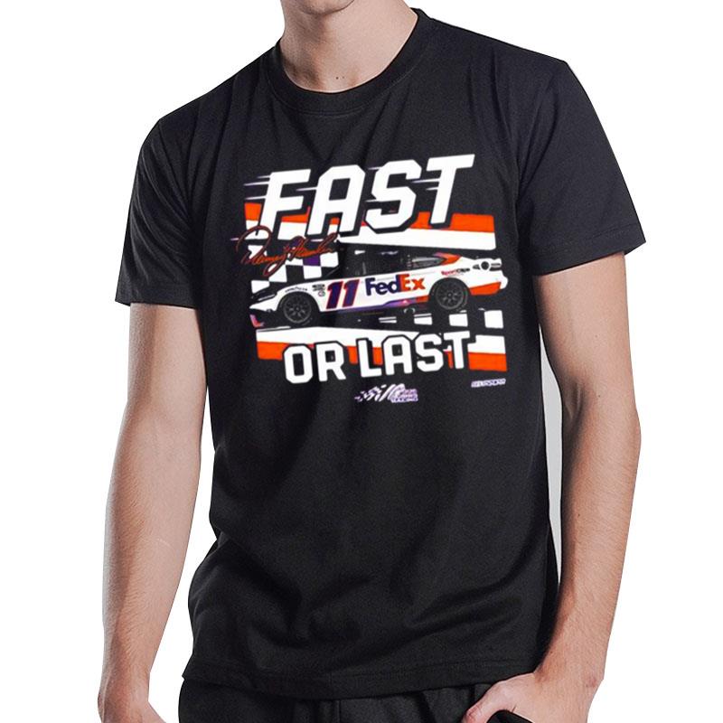 Denny Hamlin Checkered Flag Youth Fast Or Las T-Shirt