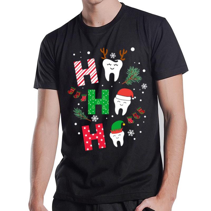 Dental Ho Ho Ho Reindeer Santa Elf Merry Christmas T-Shirt