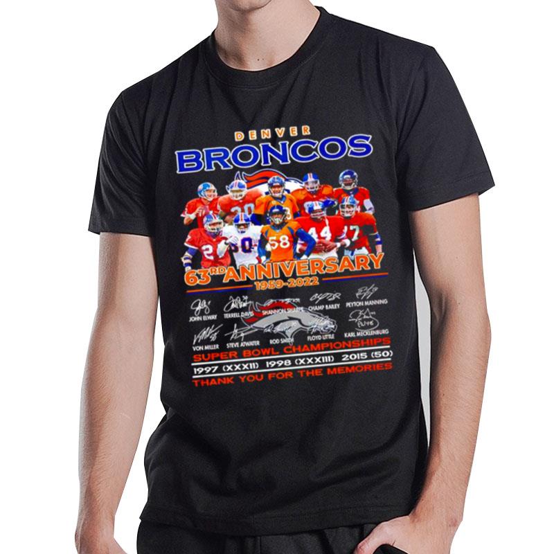 Denver Broncos 63Rd Anniversary 1959 2022 Thank You For The Memories T-Shirt