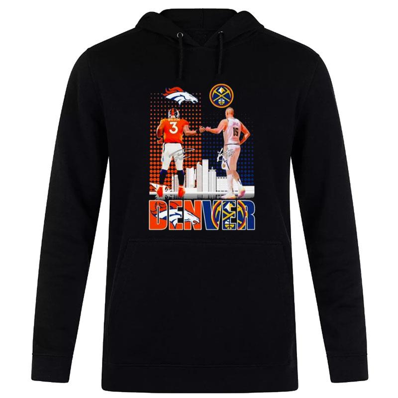 Denver City Skyline Russell Wilson Vs Nikola Jokic Sign'tures New Hoodie