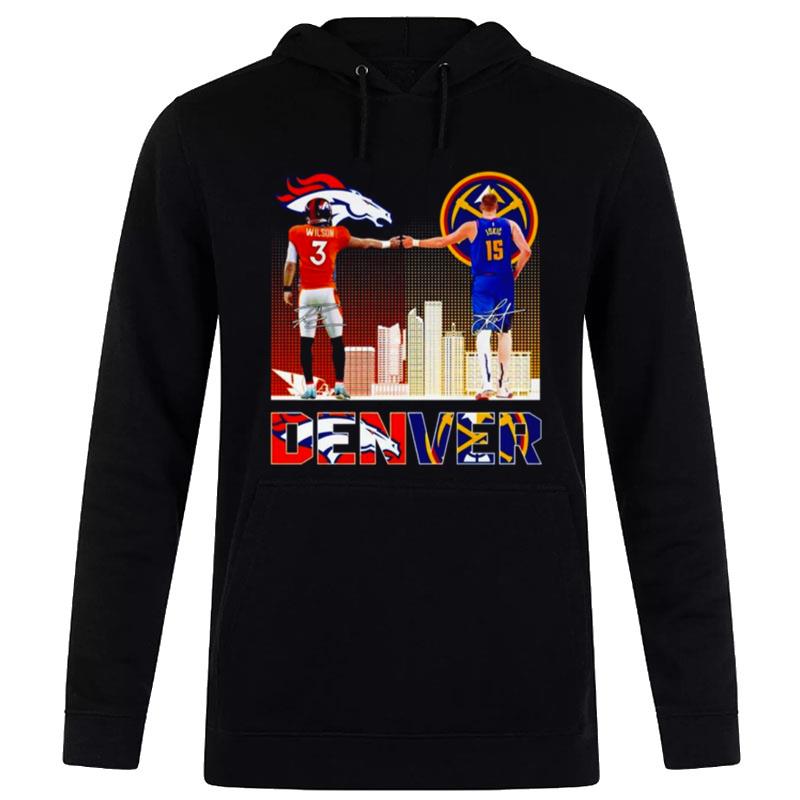 Denver City Skyline Russell Wilson Vs Nikola Jokic Sign'tures Hoodie