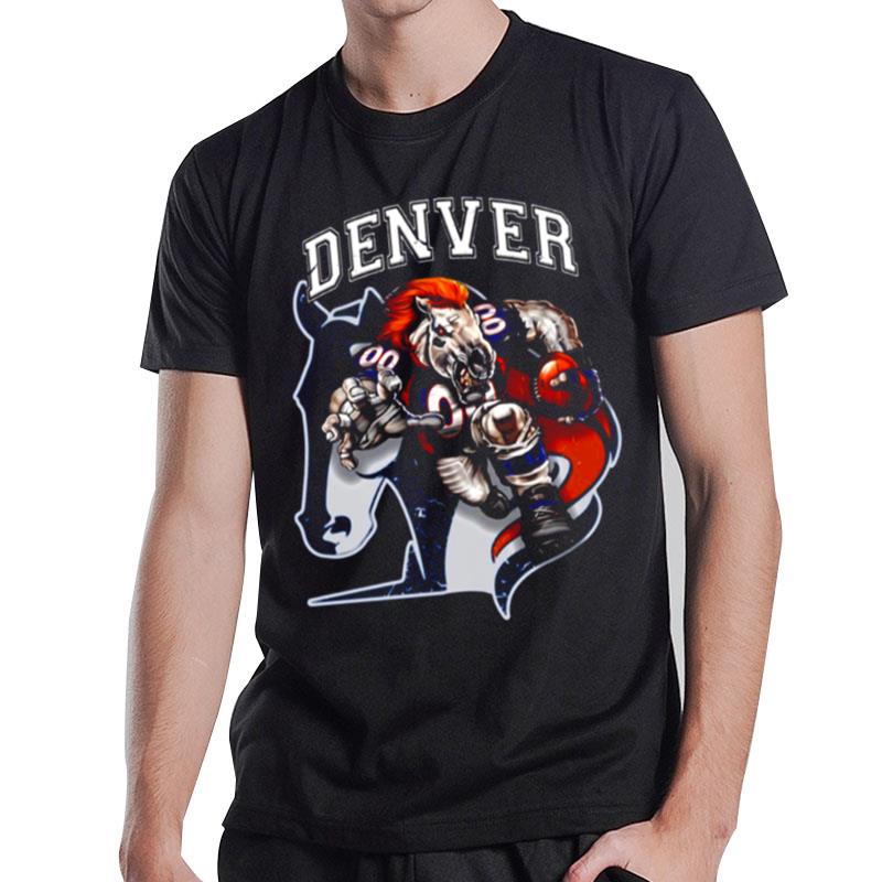 Denver Football Denver Broncos Logo The Running Horse T-Shirt