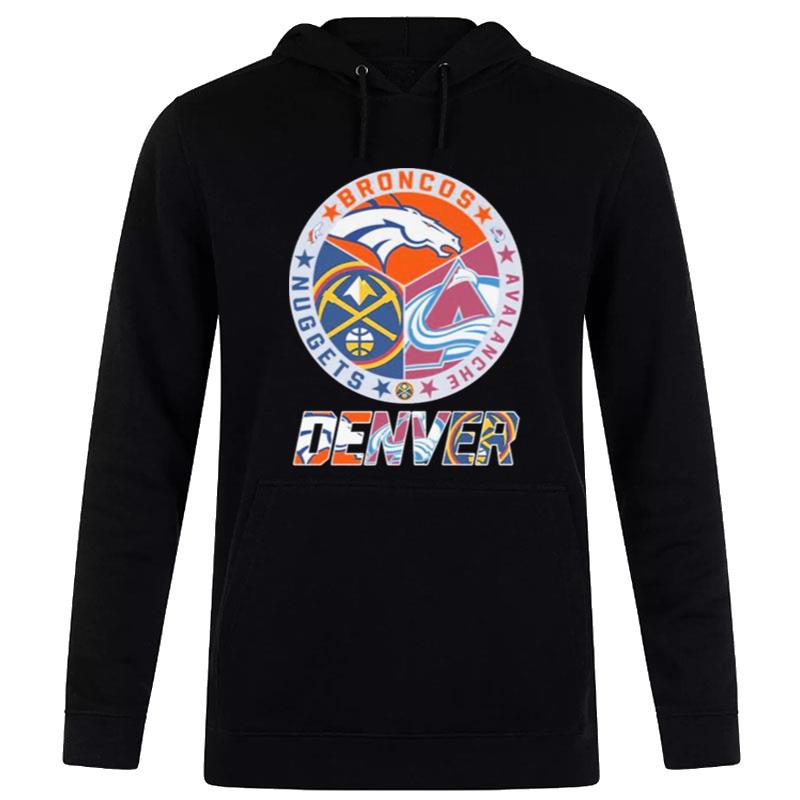 Denver Nugget Denver Broncos And Avalanche Denver Official Logo Hoodie