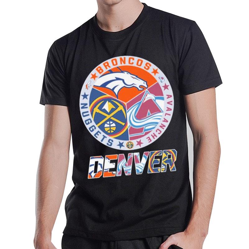 Denver Nugget Denver Broncos And Avalanche Denver Official Logo T-Shirt