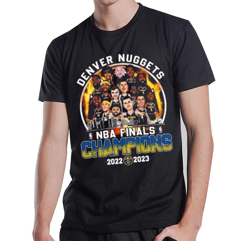 Denver Nuggets Players Cartoon Skyline 2023 Nba Finals Champions T-Shirt