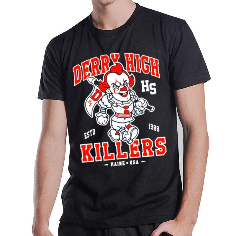 Derry High School Killers Clown Mascot Vintage Distressed Horror College Masco T-Shirt