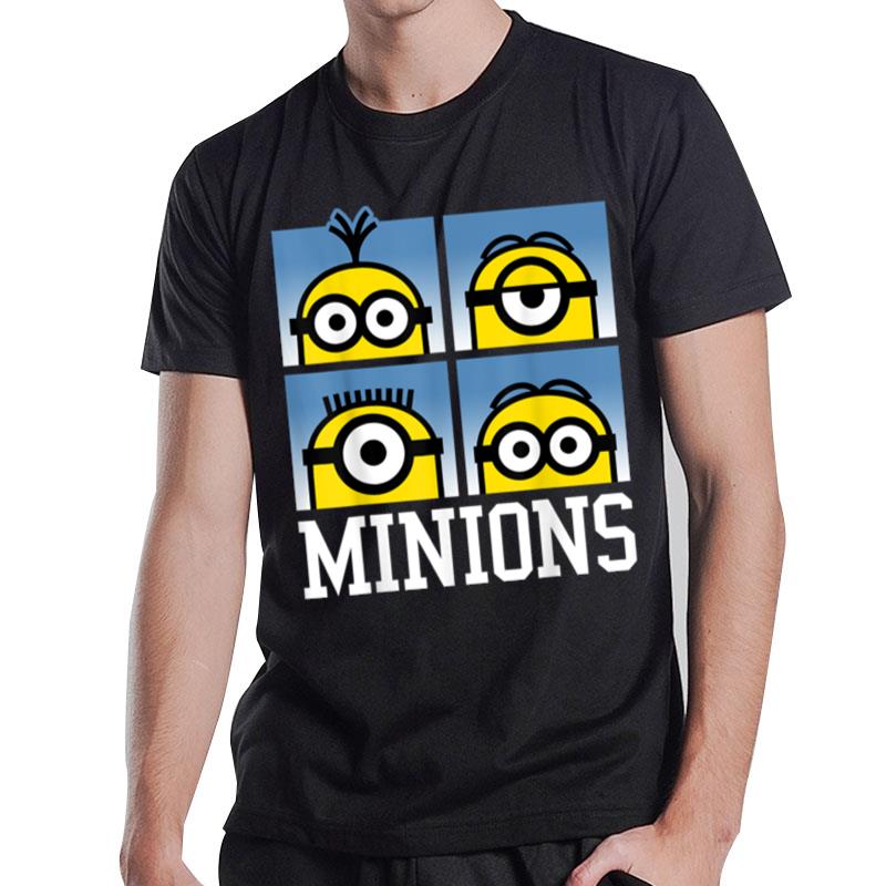 Despicable Me Minions Minions Bust Portrait Grid Logo T-Shirt