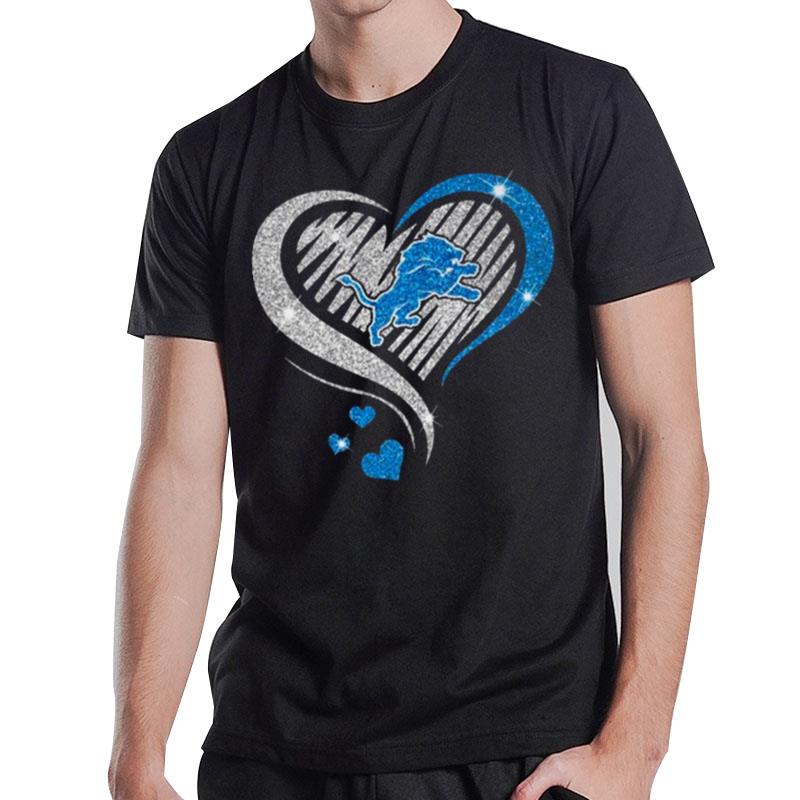 Detroit Lions Football Heart DI'mond T-Shirt