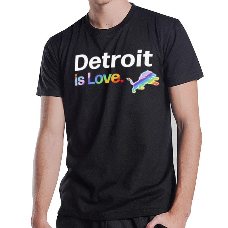 Detroit Lions Is Love City Pride Team Logo T-Shirt