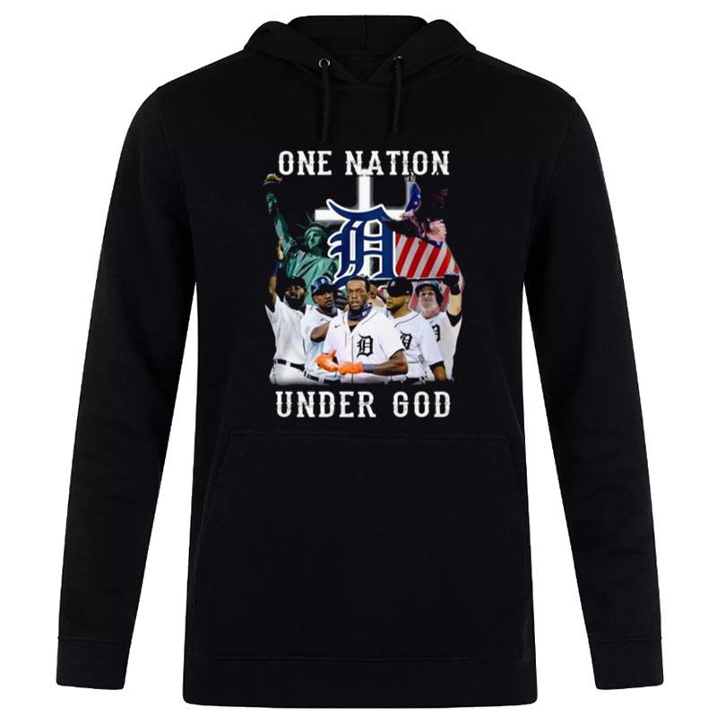 Detroit Tigers One n'tion Under God American Flag 2022 Hoodie