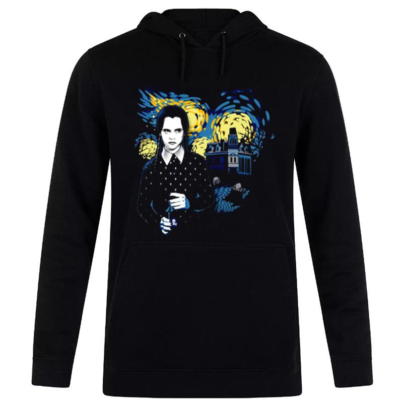 Devil Halloween Face The Addams Family Starry Night Retro Black Hoodie