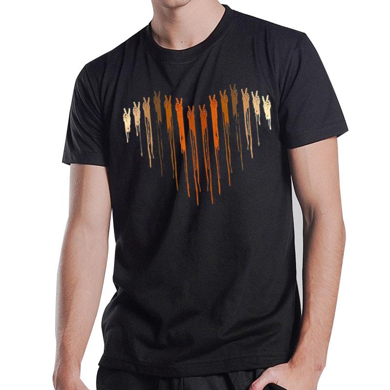 Different Skin Color Heart Hand T-Shirt